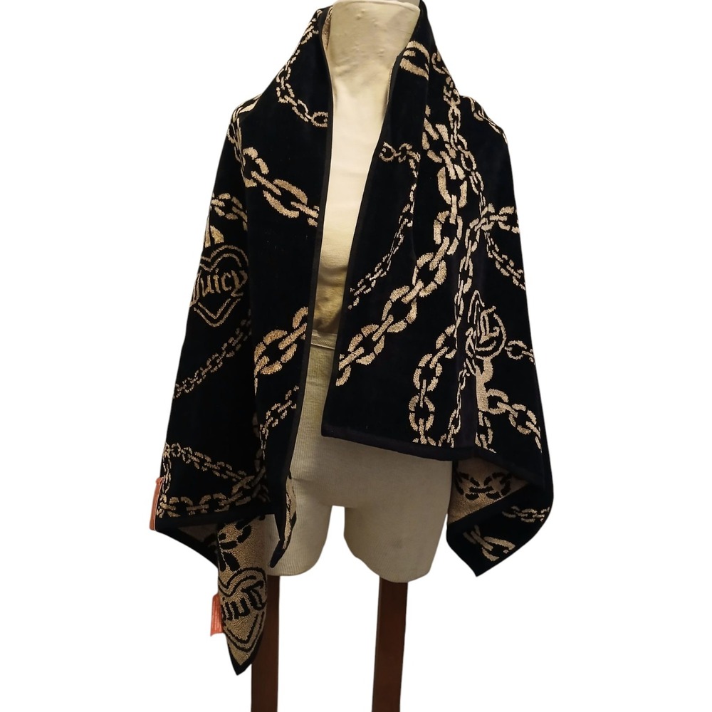 RARE NEW Juicy Couture Bath Beach Towel Luxe Equestrian Gold Chains Discontinue